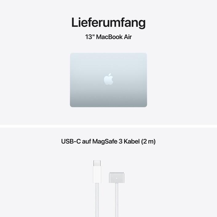 13" MacBook Air: Apple M5 Chip mit 10‑Core CPU und 10‑Core GPU, 1 TB SSD - Himmelblau