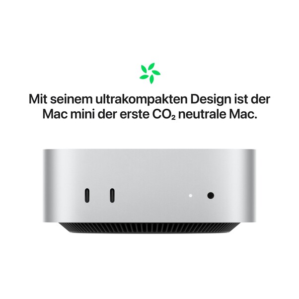 Mac mini: Apple M4 Chip mit 10‑Core CPU und 10‑Core GPU, 512 GB SSD - Silber