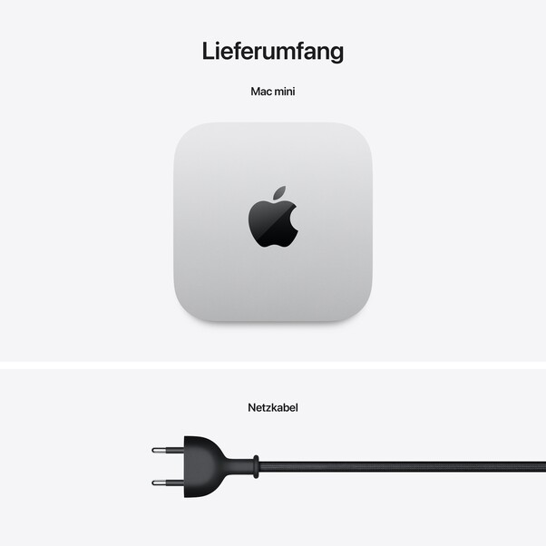 Mac mini: Apple M4 Chip mit 10‑Core CPU und 10‑Core GPU, 512 GB SSD - Silber