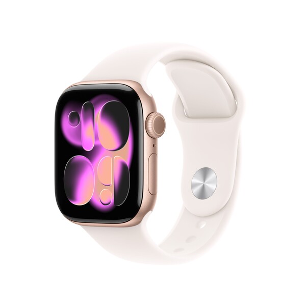 Apple Watch Series 11 GPS, 42 mm Aluminiumgehäuse Roségold, Sportarmband Blassrosa - M/L