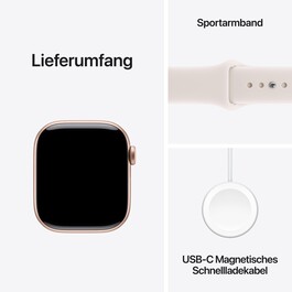 Sie sehen das Produktbild 08 von Apple Watch Series 11 GPS, 42 mm Aluminiumgehäuse Roségold, Sportarmband Blassrosa - M/L Apple Watch Series 11 GPS, 42 mm Aluminiumgehäuse Roségold, Sportarmband Blassrosa - M/L