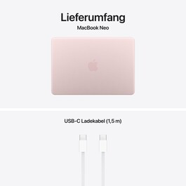 13" MacBook Neo: Apple A18 Pro Chip mit 6‑core CPU und 5‑core GPU, Magic Keyboard mit Touch ID, 512 GB SSD - Rosa