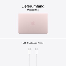 13" MacBook Neo: Apple A18 Pro Chip mit 6‑core CPU und 5‑core GPU, Magic Keyboard mit Touch ID, 512 GB SSD - Rosa