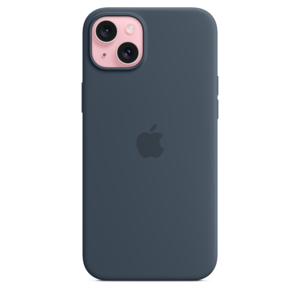iPhone 15 Plus Silikon Case mit MagSafe – Sturmblau