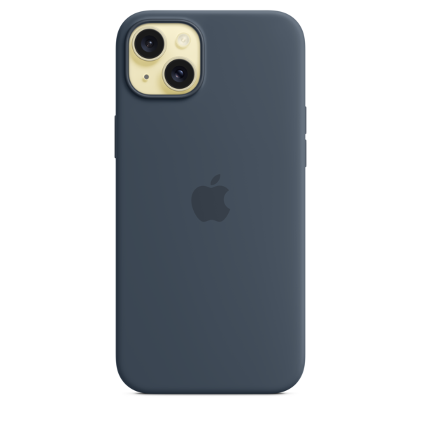 iPhone 15 Plus Silikon Case mit MagSafe – Sturmblau
