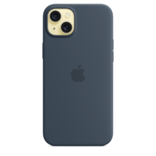 iPhone 15 Plus Silikon Case mit MagSafe – Sturmblau