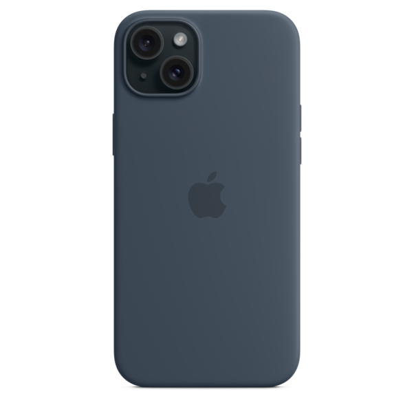 iPhone 15 Plus Silikon Case mit MagSafe – Sturmblau