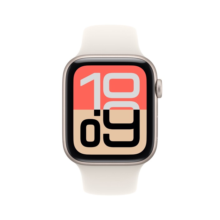 Apple Watch SE 3 GPS + Cellular, 44 mm Aluminiumgehäuse Polarstern, Sportarmband Polarstern – S/M