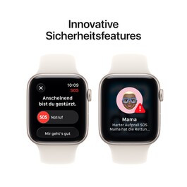 Apple Watch SE 3 GPS + Cellular, 44 mm Aluminiumgehäuse Polarstern, Sportarmband Polarstern – S/M