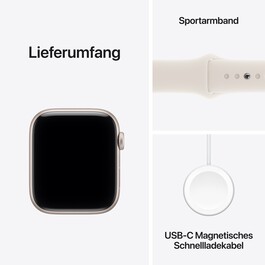 Apple Watch SE 3 GPS + Cellular, 44 mm Aluminiumgehäuse Polarstern, Sportarmband Polarstern – S/M