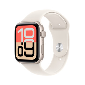 Apple Watch SE 3 GPS, 44 mm Aluminiumgehäuse Polarstern, Sportarmband Polarstern – S/M