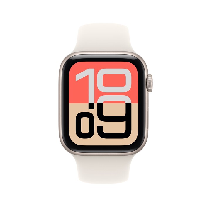 Apple Watch SE 3 GPS, 44 mm Aluminiumgehäuse Polarstern, Sportarmband Polarstern – S/M