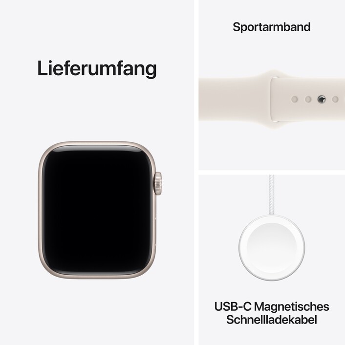 Apple Watch SE 3 GPS, 44 mm Aluminiumgehäuse Polarstern, Sportarmband Polarstern – M/L