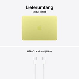 13" MacBook Neo: Apple A18 Pro Chip mit 6‑core CPU und 5‑core GPU, Magic Keyboard mit Touch ID, 512 GB SSD - Zitrus