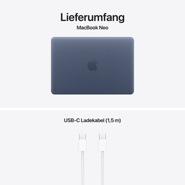 13" MacBook Neo: Apple A18 Pro Chip mit 6‑core CPU und 5‑core GPU, Magic Keyboard, 256 GB SSD - Indigo