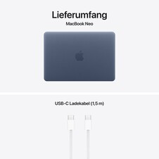 13" MacBook Neo: Apple A18 Pro Chip mit 6‑core CPU und 5‑core GPU, Magic Keyboard, 256 GB SSD - Indigo