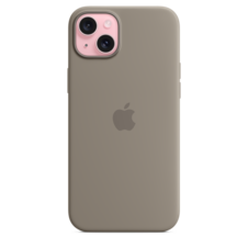 iPhone 15 Plus Silikon Case mit MagSafe – Tonbraun