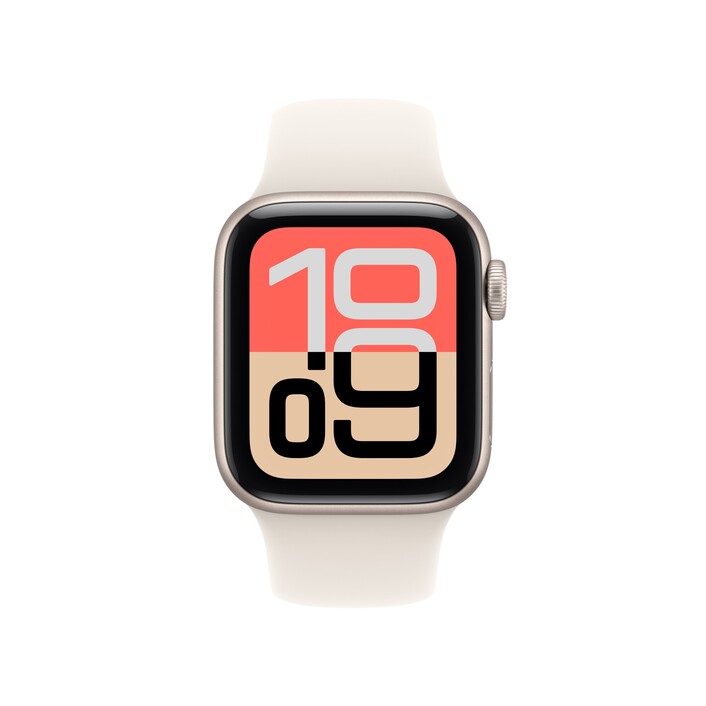 Sie sehen das Produktbild 02 von Apple Watch SE 3 GPS, 40 mm Aluminiumgehäuse Polarstern, Sportarmband Polarstern – M/L Apple Watch SE 3 GPS, 40 mm Aluminiumgehäuse Polarstern, Sportarmband Polarstern – M/L