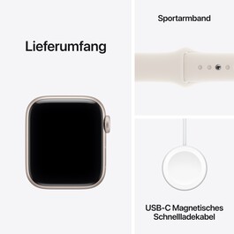 Apple Watch SE 3 GPS, 40 mm Aluminiumgehäuse Polarstern, Sportarmband Polarstern – S/M