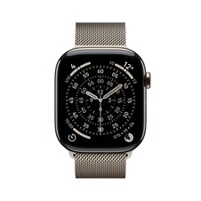 Sie sehen das Produktbild 02 von Apple Watch Series 11 GPS + Cellular, 46 mm Titangehäuse Natur, Milanaise Armband Natur - S/M Apple Watch Series 11 GPS + Cellular, 46 mm Titangehäuse Natur, Milanaise Armband Natur - S/M