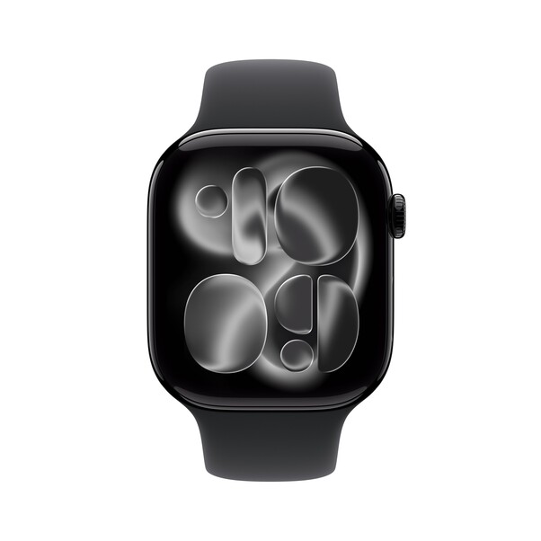 Apple Watch Series 11 GPS + Cellular, 46 mm Aluminiumgehäuse Diamantschwarz, Sportarmband Schwarz - M/L