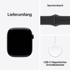 Apple Watch Series 11 GPS + Cellular, 46 mm Aluminiumgehäuse Diamantschwarz, Sportarmband Schwarz - M/L
