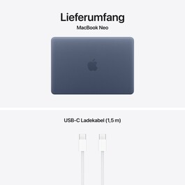 13" MacBook Neo: Apple A18 Pro Chip mit 6‑core CPU und 5‑core GPU, Magic Keyboard mit Touch ID, 512 GB SSD - Indigo