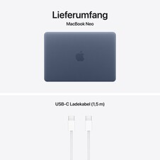 13" MacBook Neo: Apple A18 Pro Chip mit 6‑core CPU und 5‑core GPU, Magic Keyboard mit Touch ID, 512 GB SSD - Indigo
