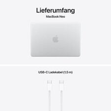 13" MacBook Neo: Apple A18 Pro Chip mit 6‑core CPU und 5‑core GPU, Magic Keyboard mit Touch ID, 512 GB SSD - Silber