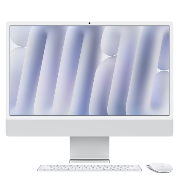 Sie sehen das Produktbild 01 von 24" iMac mit Retina 4,5K Display: Apple M4 Chip mit 8‑Core CPU und 8‑Core GPU, 256 GB SSD - Silber 24" iMac mit Retina 4,5K Display: Apple M4 Chip mit 8‑Core CPU und 8‑Core GPU, 256 GB SSD - Silber