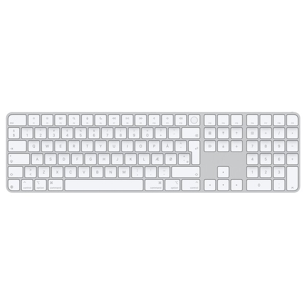 Magic Keyboard mit Touch ID und Ziffern­block für Mac Modelle mit Apple Chip Chip – Dänisch – Weiße Tasten