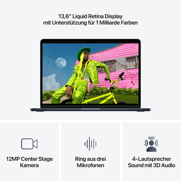 Sie sehen das Produktbild 05 von 13" MacBook Air: Apple M5 Chip mit 10‑Core CPU und 10‑Core GPU, 1 TB SSD - Mitternacht 13" MacBook Air: Apple M5 Chip mit 10‑Core CPU und 10‑Core GPU, 1 TB SSD - Mitternacht