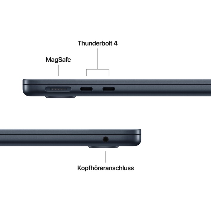 Sie sehen das Produktbild 06 von 13" MacBook Air: Apple M5 Chip mit 10‑Core CPU und 8‑Core GPU, 512 GB SSD - Mitternacht 13" MacBook Air: Apple M5 Chip mit 10‑Core CPU und 8‑Core GPU, 512 GB SSD - Mitternacht