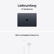 13" MacBook Air: Apple M5 Chip mit 10‑Core CPU und 10‑Core GPU, 1 TB SSD - Mitternacht