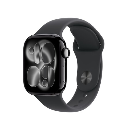 Sie sehen das Produktbild 01 von Apple Watch Series 11 GPS + Cellular, 42 mm Aluminiumgehäuse Diamantschwarz, Sportarmband Schwarz - M/L Apple Watch Series 11 GPS + Cellular, 42 mm Aluminiumgehäuse Diamantschwarz, Sportarmband Schwarz - M/L