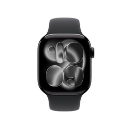 Sie sehen das Produktbild 02 von Apple Watch Series 11 GPS + Cellular, 42 mm Aluminiumgehäuse Diamantschwarz, Sportarmband Schwarz - M/L Apple Watch Series 11 GPS + Cellular, 42 mm Aluminiumgehäuse Diamantschwarz, Sportarmband Schwarz - M/L