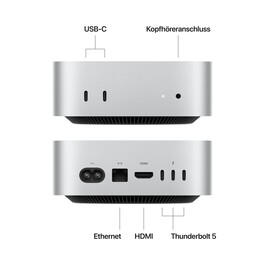 Sie sehen das Produktbild 02 von Mac mini: Apple M4 Pro Chip mit 12‑Core CPU und 16‑Core GPU, 512 GB SSD - Silber Mac mini: Apple M4 Pro Chip mit 12‑Core CPU und 16‑Core GPU, 512 GB SSD - Silber