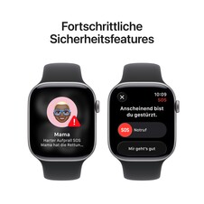 Apple Watch Series 11 GPS, 46 mm Aluminiumgehäuse Space Grau, Sportarmband Schwarz - S/M