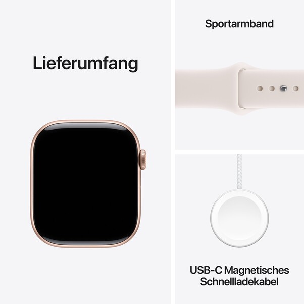 Apple Watch Series 11 GPS, 46 mm Aluminiumgehäuse Roségold, Sportarmband Blassrosa - S/M
