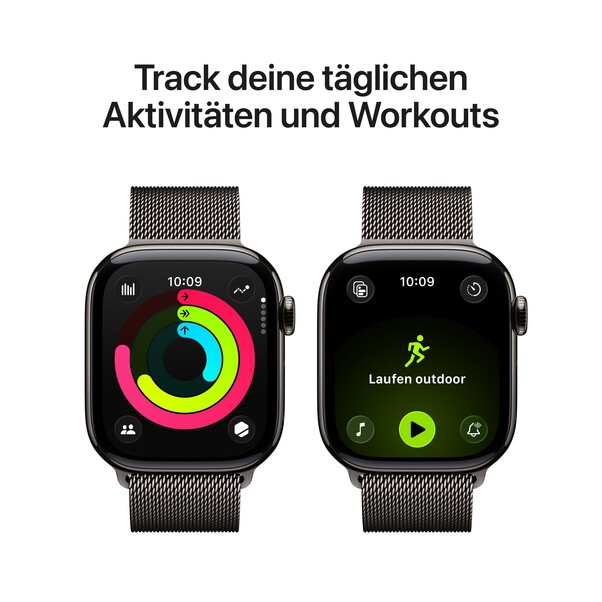 Apple Watch Series 11 GPS + Cellular, 42 mm Titangehäuse Schiefer, Milanaise Armband Schiefer