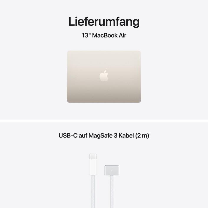 13" MacBook Air: Apple M5 Chip mit 10‑Core CPU und 8‑Core GPU, 512 GB SSD - Polarstern