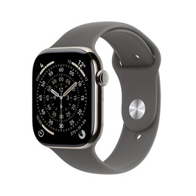 Apple Watch Series 11 GPS + Cellular, 46 mm Titangehäuse Natur, Sportarmband Steingrau - M/L