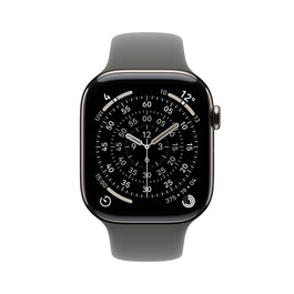 Apple Watch Series 11 GPS + Cellular, 46 mm Titangehäuse Natur, Sportarmband Steingrau - M/L