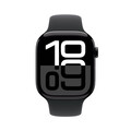 Apple Watch Series 10 GPS, 46 mm Aluminiumgehäuse Diamantschwarz, Sportarmband Schwarz ­− S/M