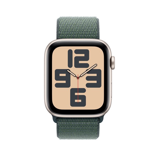 Apple Watch SE GPS, 44 mm Aluminiumgehäuse Polarstern, Sport Loop Seegrün