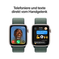 Apple Watch SE GPS, 44 mm Aluminiumgehäuse Polarstern, Sport Loop Seegrün
