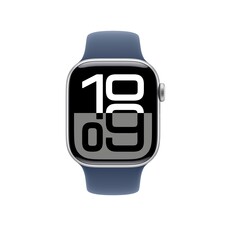 Sie sehen das Produktbild 02 von Apple Watch Series 10 GPS + Cellular, 42 mm Aluminiumgehäuse Silber, Sportarmband Denim −M/L Apple Watch Series 10 GPS + Cellular, 42 mm Aluminiumgehäuse Silber, Sportarmband Denim −M/L