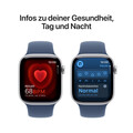 Sie sehen das Produktbild 05 von Apple Watch Series 10 GPS + Cellular, 42 mm Aluminiumgehäuse Silber, Sportarmband Denim −M/L Apple Watch Series 10 GPS + Cellular, 42 mm Aluminiumgehäuse Silber, Sportarmband Denim −M/L