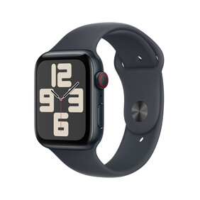Apple Watch SE GPS + Cellular, 44 mm Aluminiumgehäuse Mitternacht, Sportarmband Mitternacht – M/L