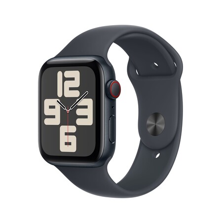 Apple Watch SE GPS + Cellular, 44 mm Aluminiumgehäuse Mitternacht, Sportarmband Mitternacht – M/L